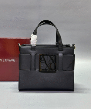 Armani Exchange Black Structured Tote – Sleek Urban Elegance
