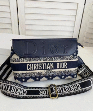 Christian Dior Oblique Embroidered Crossbody Bag – Navy Blue