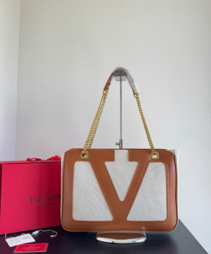 👜 Valentino Garavani VLogo Canvas & Leather Tote Bag