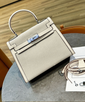 Luxury Cream & Nude Top Handle Canvas Bag