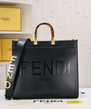Fendi Roma Oversized Leather Tote Bag – Black