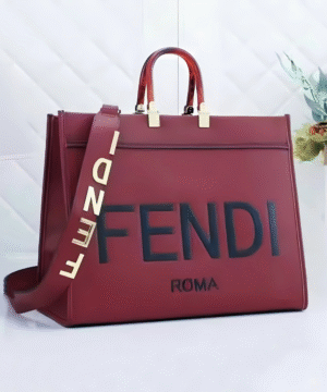 Fendi Roma Tote Bag – Maroon & Black