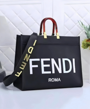 Fendi Roma Oversized Tote Bag – Black with White Logo